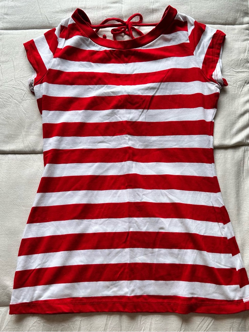 Status Anxiety Red and White Striped Short Sleeve Top